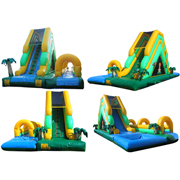 inflatable water pirate slide palm tree jungle